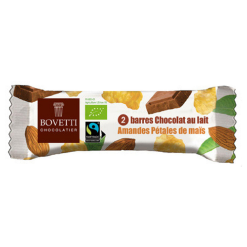 Visuel 1 du produit Barre de chocolat au lait amandes et pétales de maïs bio x 2