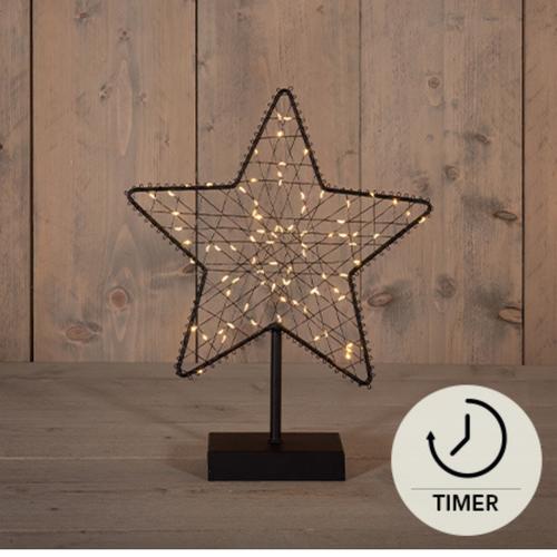 Visuel 2 du produit Décoration de Noël lumineuse étoile à poser coloris noir micro LED blanc chaud fil noir à piles - H 45 cm
