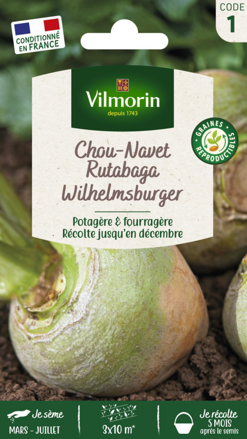 Visuel 1 du produit Chou Navet Rutabaga jaune à collet vert Vilmorin - graines à semer