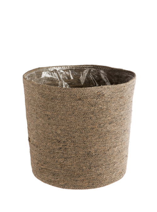 Visuel 1 du produit Cache-pot vannerie naturelle coloris gris en jute - 20,5 x 19,5 x 16 cm