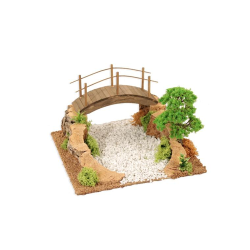 Visuel 1 du produit Chemin modulable avec pont et arbre coloris blanc - 21 x 21 x 12 cm