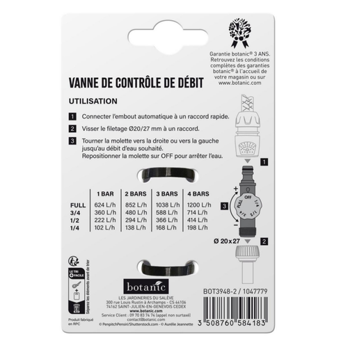 Visuel 2 du produit Vanne de contrôle de débit Ø 20x27 mm botanic® - Arrosage goutte à goutte