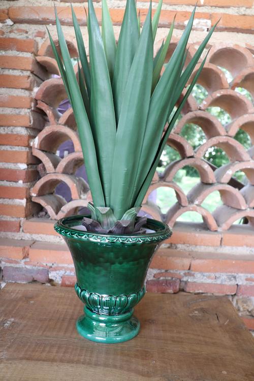 Visuel 1 du produit Pot rond en terre émaillée coloris jade Les Poteries d'Albi Médicis - Ø 35 x H 36 cm