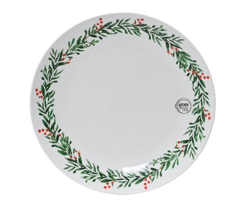 Visuel 1 du produit Assiette plate couronne de feuilles coloris multicolore en porcelaine -Ø 26,5 cm