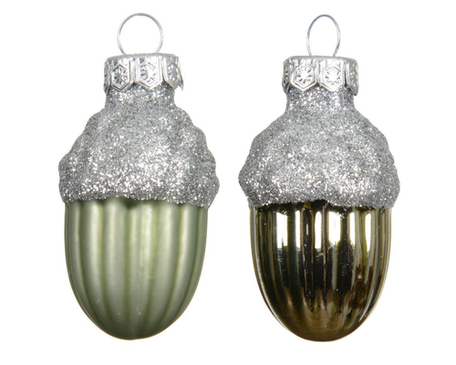 Visuel 1 du produit Boîte de 12 glands en verre vert romarin brillant et extra mat - Ø 3 x H 4 cm