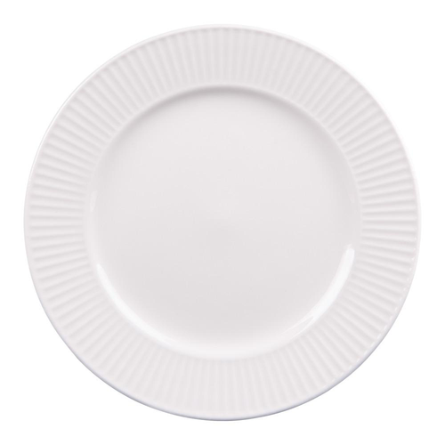 Visuel 1 du produit Assiette plate en porcelaine blanche et contour strié Lina - Ø 27 cm