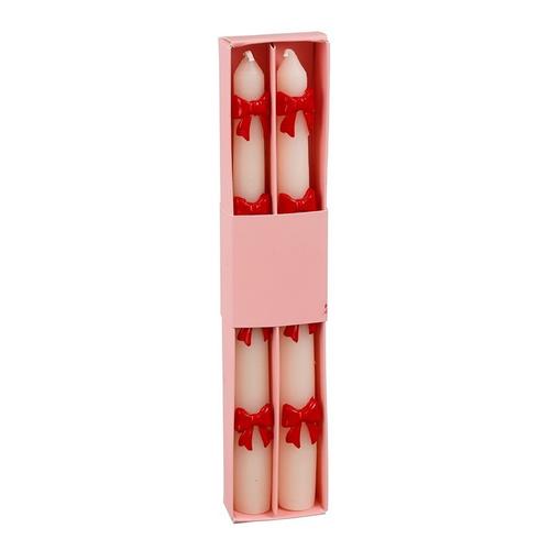 Visuel 1 du produit Lot de 2 bougies dîner en paraffine avec nœud rouge - Ø 2 x H 25 cm