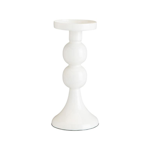 Visuel 1 du produit Chandelier à 2 ronds en métal blanc - Ø 8 x H 19 cm