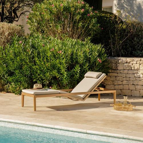 Visuel 8 du produit Bain de soleil coloris beige en aluminium Lotus - 200 x 67,5 x 32 cm