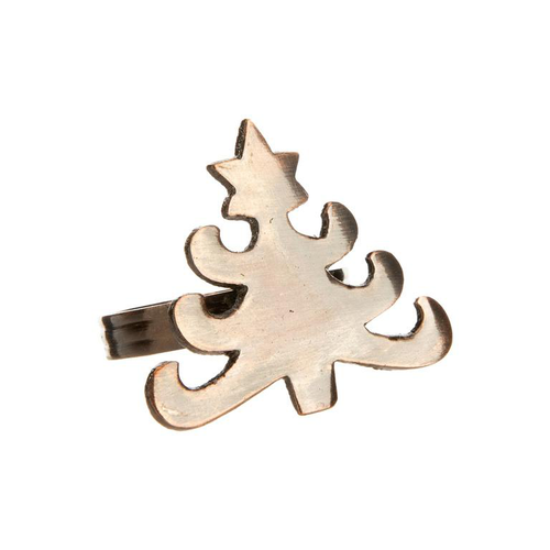 Visuel 1 du produit Ensemble de 4 ronds de serviette en métal noir forme sapin - 5,5 x 4,5 cm