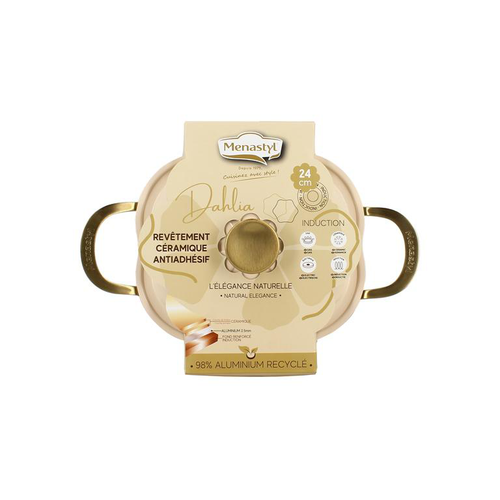 Visuel 3 du produit Faitout Menastyl Dahlia beige en aluminium recyclé - Ø 24 cm