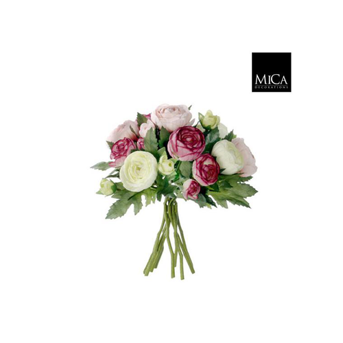 Visuel 1 du produit Bouquet de renoncules fleurs artificielles rose H 22 x Ø 19 cm