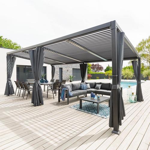 Visuel 2 du produit Rideaux pour Tonnelle Avila Ardoise Hespéride - 7,2 x 3 m