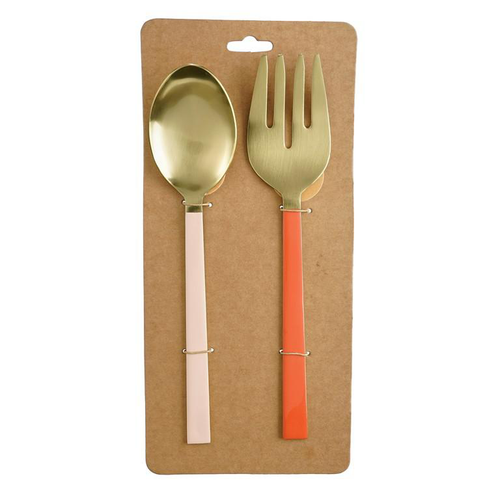 Visuel 1 du produit Couvert à salade en inoxydable roseouge Abby 28 cm - Les 2 pièces