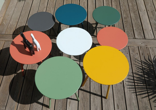 Visuel 4 du produit Table basse d'appoint bleue, en acier époxy, PROLOISIRS Massai - Ø45cm