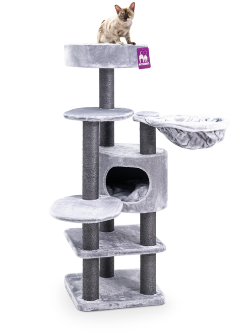 Visuel 1 du produit Arbre à chat coloris gris Petrebels Jane 138 - 50 x 50 x 138 cm