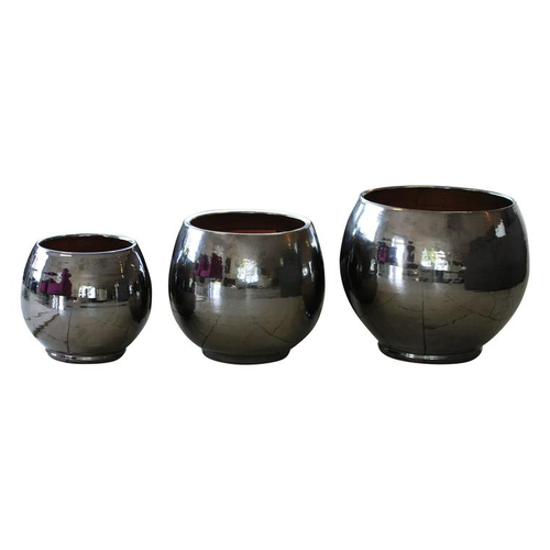 Visuel 1 du produit Pot en terre émaillée coloris gris Les Poteries d'Albi Bahia - Ø 43 x H 46 cm