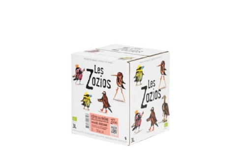 Visuel 1 du produit Vin rosé Côtes du Rhône AOC bio Le chevalier Gambette Drôles de zozios Demazet en bag in box - 3 L