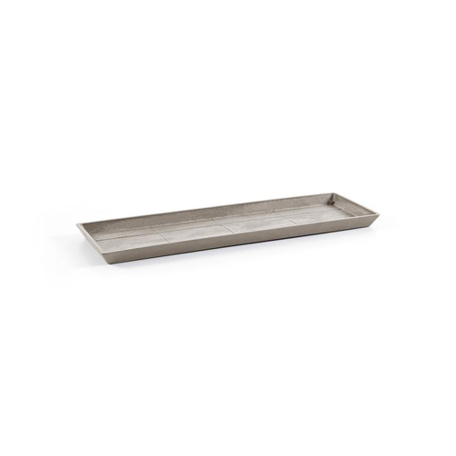 Visuel 1 du produit Soucoupe rectangulaire en plastique recyclé taupe Ecopots - 55 x 17 cm