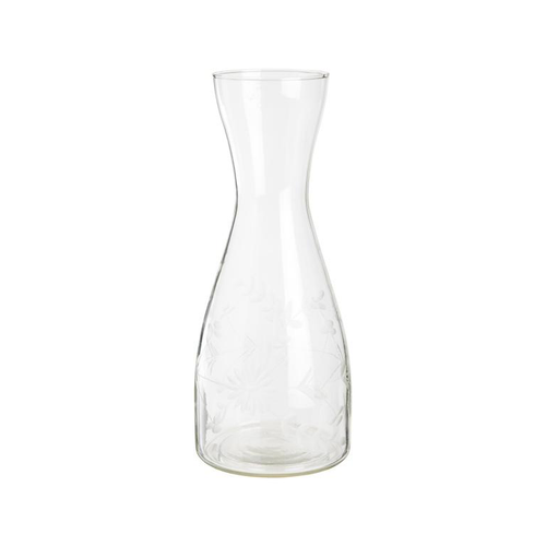 Visuel 1 du produit Carafe en verre transparent à fleurs gravées - Ø 10 x H 25,5 cm