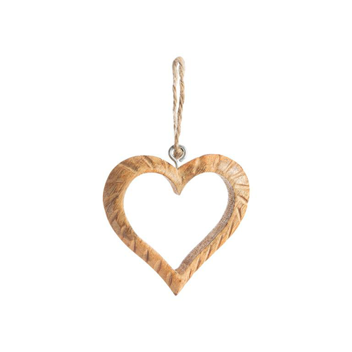 Visuel 1 du produit Décoration à suspendre cœur en bois naturel - Ø 10 cm
