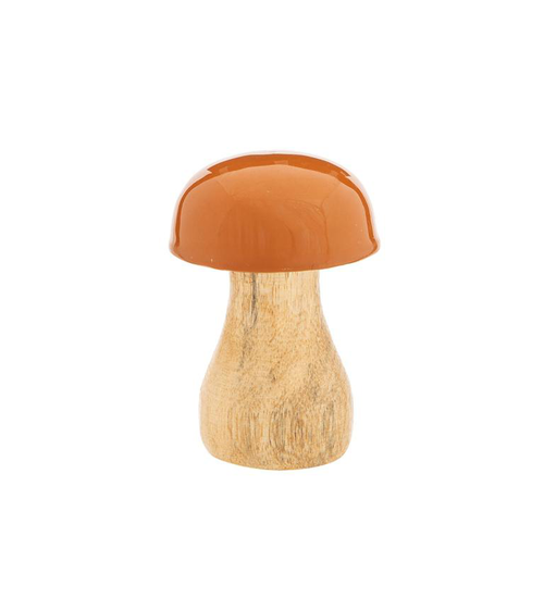 Visuel 1 du produit Champignon à poser tête emaillée coloris marron en bois de manguier - 7 x 4 x 4 cm