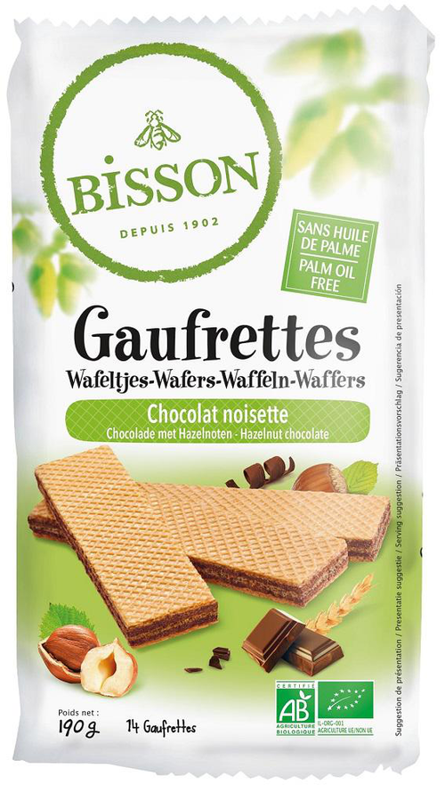 Visuel 1 du produit Gaufrettes chocolat noisette bio Bisson - 200 g