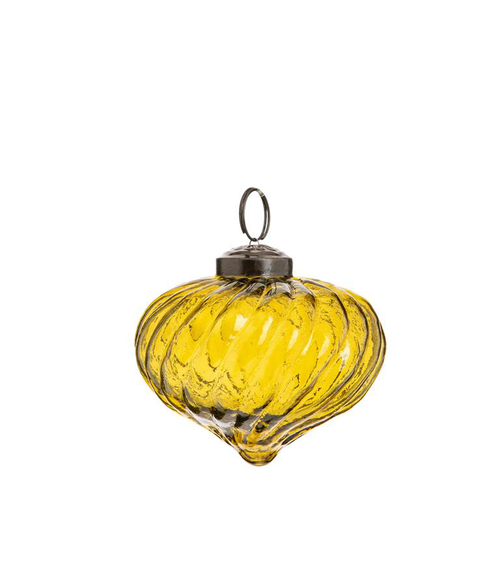 Visuel 1 du produit Suspension boule décorative goutte striée coloris orange en métal - Ø 7,5 cm