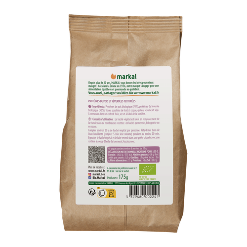Visuel 2 du produit Haché végétal pois et feverole bio Markal - 175 g