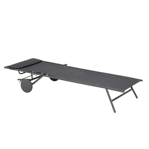 Visuel 4 du produit Bain de soleil Miami II Lafuma coloris gris structure en acier et toile en Batyline® - 77 x 184 x 76 cm