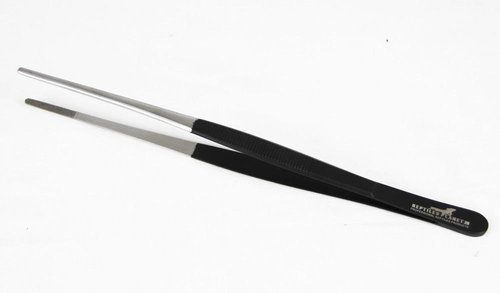 Visuel 2 du produit Pince pour nourrissage en inox avec manche coloris noir Reptile Planet - 25 cm