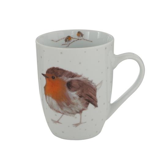 Visuel 2 du produit Mug en porcelaine blanche avec rouge gorge Robin - 330 ml