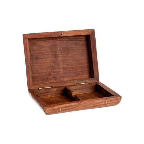 Visuel 2 du produit Boîte de rangement à jeux en bois d’acacia naturel - 15 x 11 x 4,5 cm
