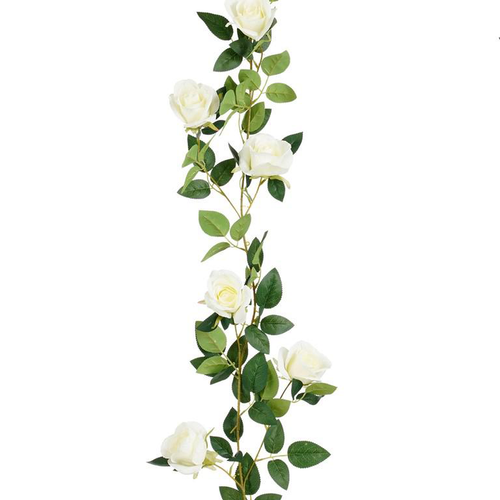 Visuel 1 du produit Guirlande de roses artificielles blanches - 180 x 15 x 6 cm