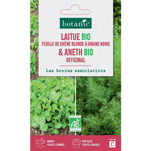 Visuel 1 du produit Graines de laitue feuil.chêne blonde gr.noire bio + aneth bio botanic® - graines feuil semer