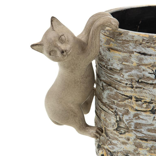 Visuel 2 du produit Chat beige en résine à suspendre pour cache-pot x 2 - 6 x 15 x 9,5 cm