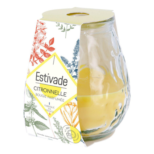 Visuel 1 du produit Bougie jaune à la citronnelle dans verre Low boy Estivade - 10 x H 10 cm