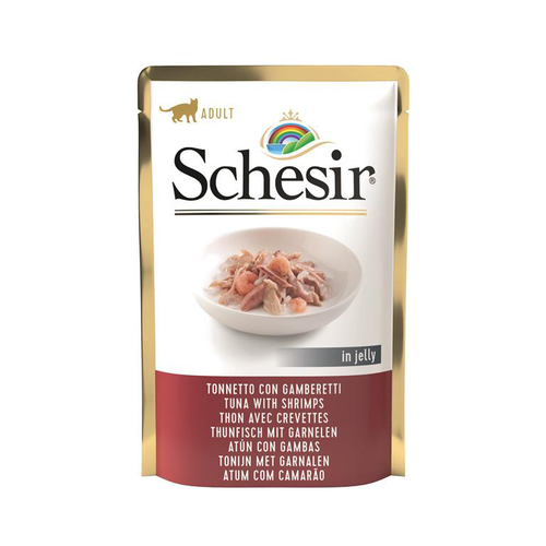 Visuel 1 du produit Aliment humide pour chat thon et crevettes sachet en gelée Schesir - 85 g