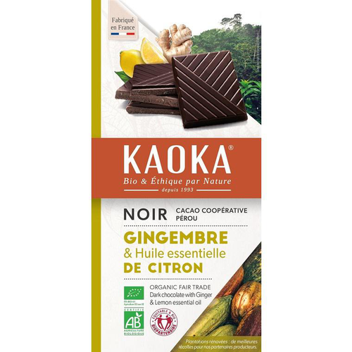 Visuel 1 du produit Tablette noir citron gingembre bio Kaoka - 100 g