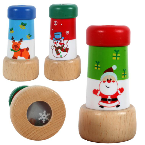 Visuel 1 du produit Kaléidoscope de Noël en bois peint coloris assortis Ø 4,4 x H 8,3 cm