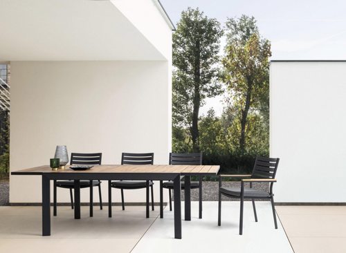 Visuel 10 du produit Table Calla naturel avec allonges coloris bois en aluminium - 220/340 x 100 cm