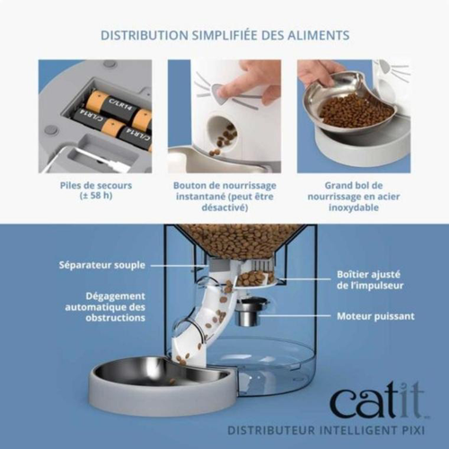Visuel 5 du produit Distributeur de nourriture pour chat coloris blanc Pixi Smart Wifi Catit – 1,2 kg