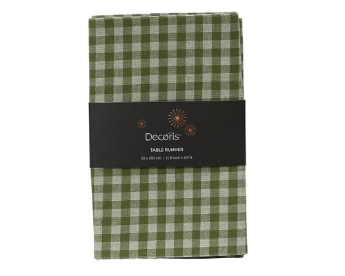 Visuel 1 du produit Chemin de table en coton à carreaux vert romarin - 150 x 30 cm