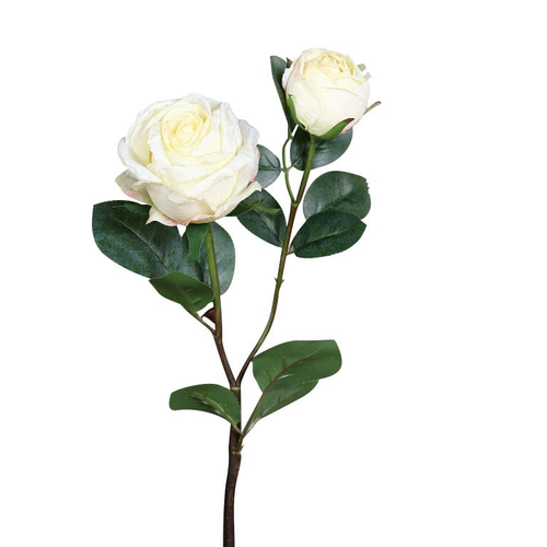 Visuel 1 du produit Rose artificielle blanche avec une fleur et un bouton – 57 cm