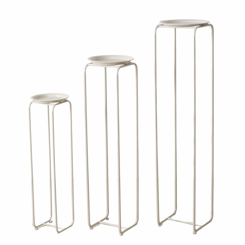 Visuel 1 du produit Sellette rotative en fer beige Hanka S - Ø 21 x H 76 cm