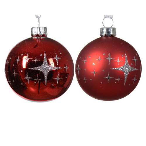 Visuel 1 du produit Boule en verre brillant ou mat rouge - Ø 6 cm