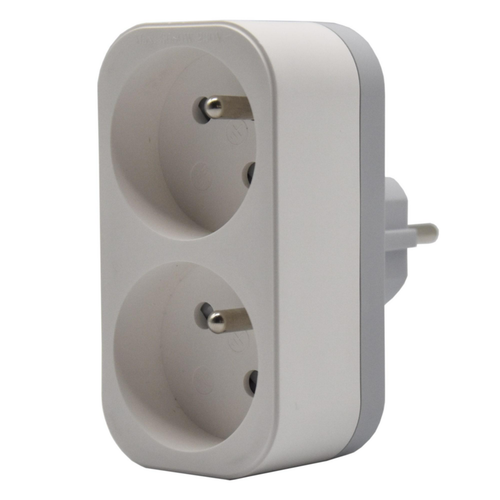 Visuel 1 du produit Prise double biplite coloris blanc - 16 A x 230 V