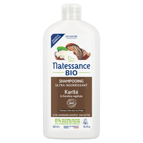 Visuel 1 du produit Shampooing ultra nourrissant bio Karité & Kératine végétale Natessance – 500 ml