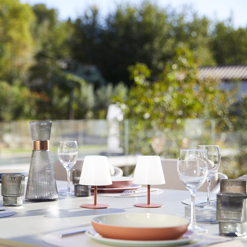 Visuel 4 du produit Lot de 2 lampes IP54 coloris marron effet blanc chaud en métal Batimex - Ø 10 x 16 cm