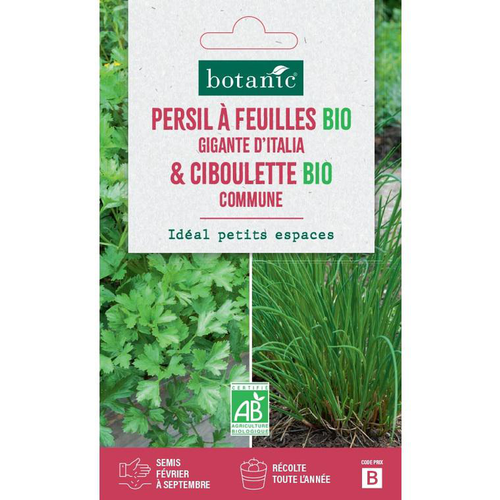 Visuel 1 du produit Mélange de graines persil à feuille gigante italia bio et de ciboulette commune bio botanic® - graines à semer